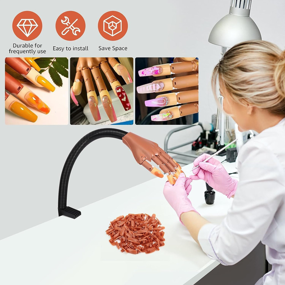 Practice Hand for Acrylic Nails,100 Pcs Nail Tips Flexible Training Hand Profess