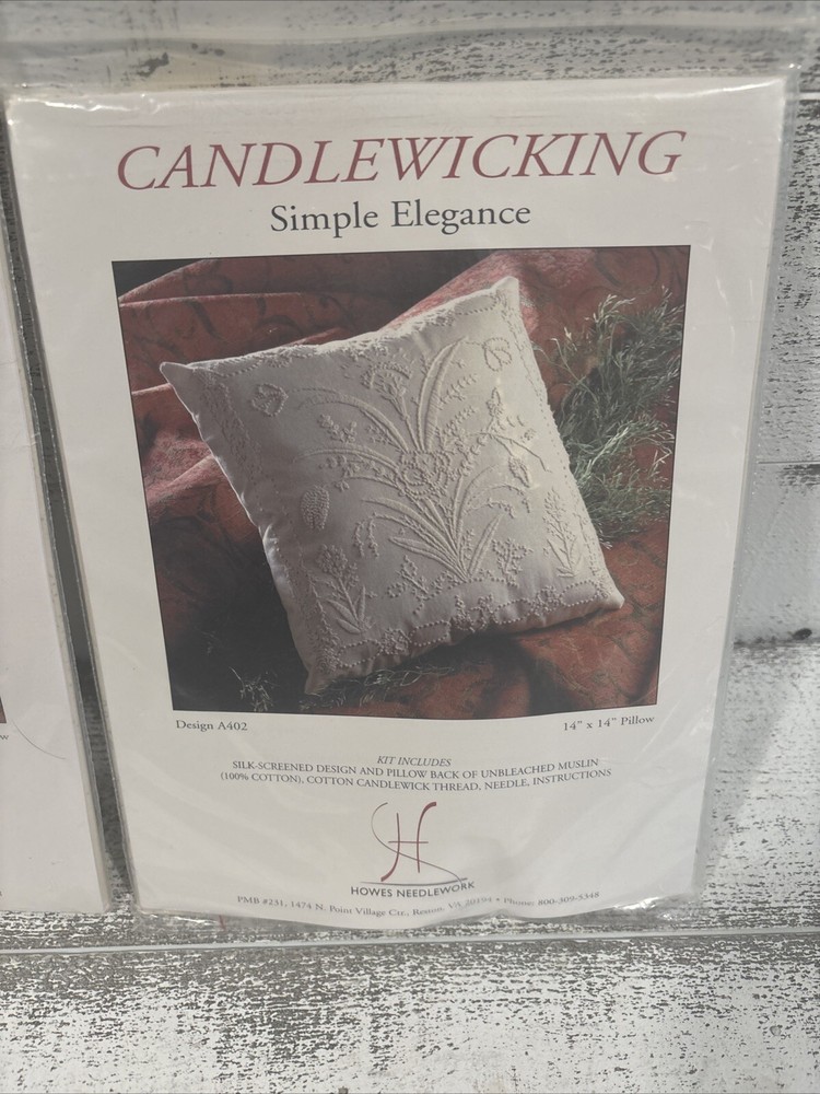TWO Candlewicking Pillow Kits 14” Round/square - NIP - Howes Needlework