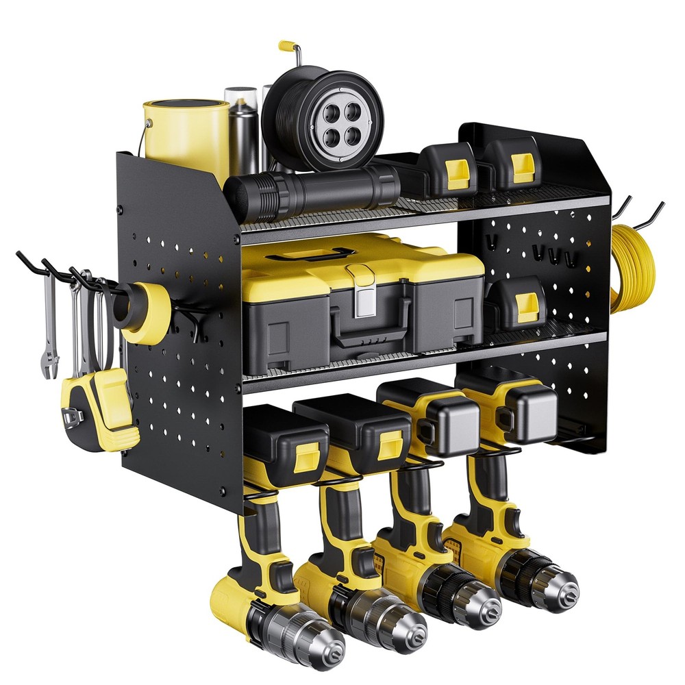 TRZZ Power Tool Organizer Wall Mount, 3-Layer without Charging Station, Black