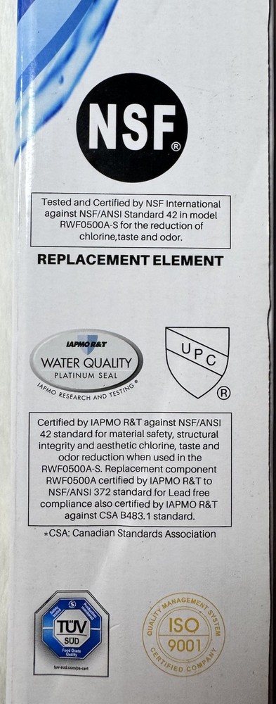 IcePure RWF0500A Refrigerator Water Filter Replacement Filter New Sealed