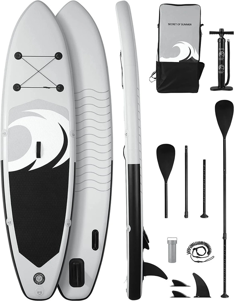 Inflatable Paddle Board 10ft SUP Kit With Paddle Pump Backpack Leash