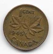 Canada 1945 Copper Penny Circulated