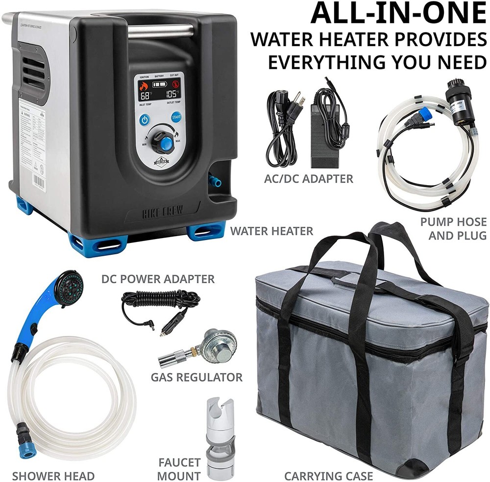 Hike Crew Portable Propane Water Heater & Shower Pump w/ Built-in Battery