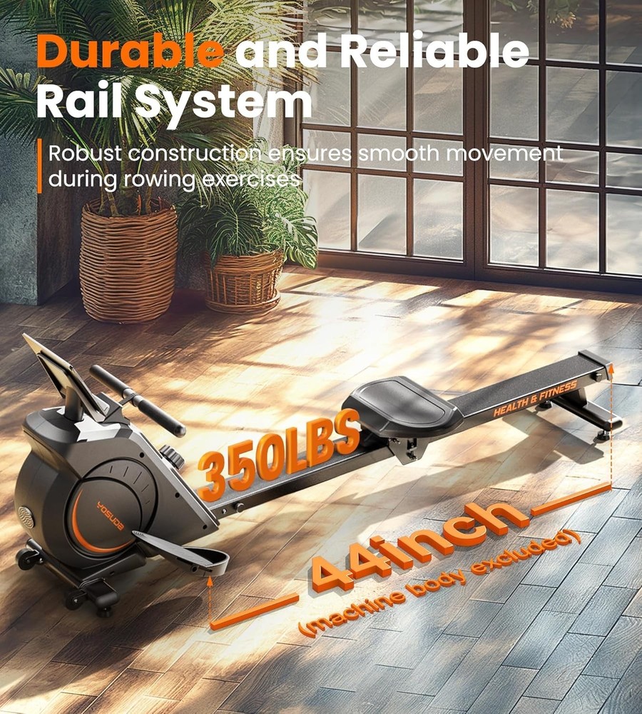 Magnetic Rowing Machine for Home Use - Bluetooth Supported & Comfortable Design