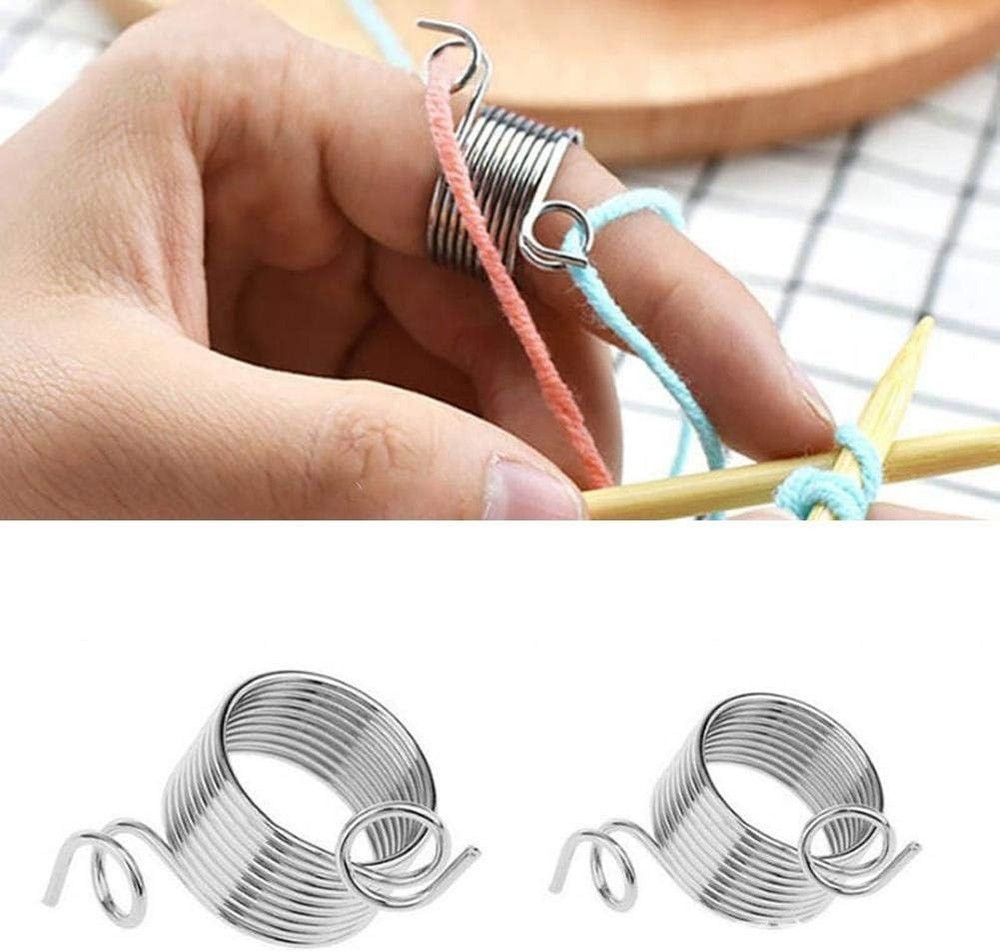 2Pcs Finger Holder Knitting Thimble2Pcs17Mm19Mm Ring Knitting Thread Yarn Tools