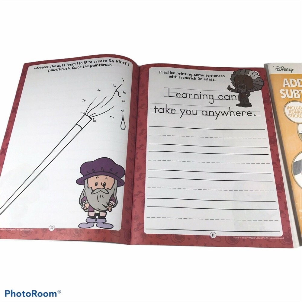 2-Pack Xavier Riddle Learning/Disney Addition & Subtraction Workbooks New