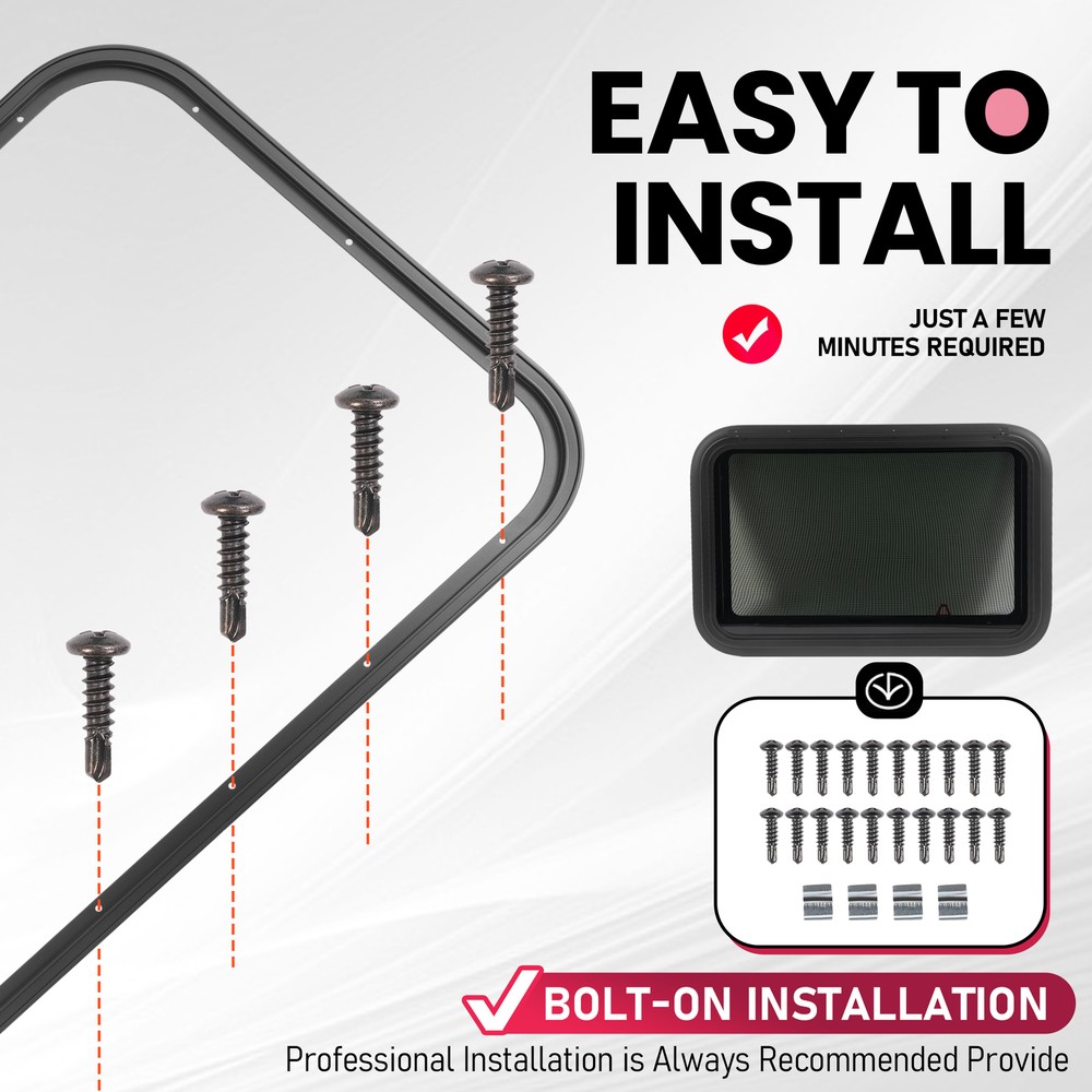 30"x20" For RV Camper Window Emergency Push Out Tinted Glass Exit Window w/Trim