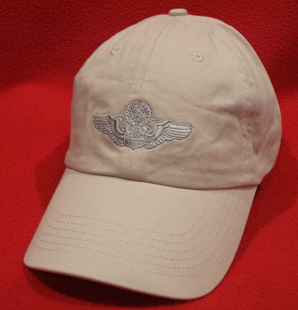 USAF MASTER NAVIGATOR / CSO Wings ball cap, Light tan, low-profile AVIATOR hat