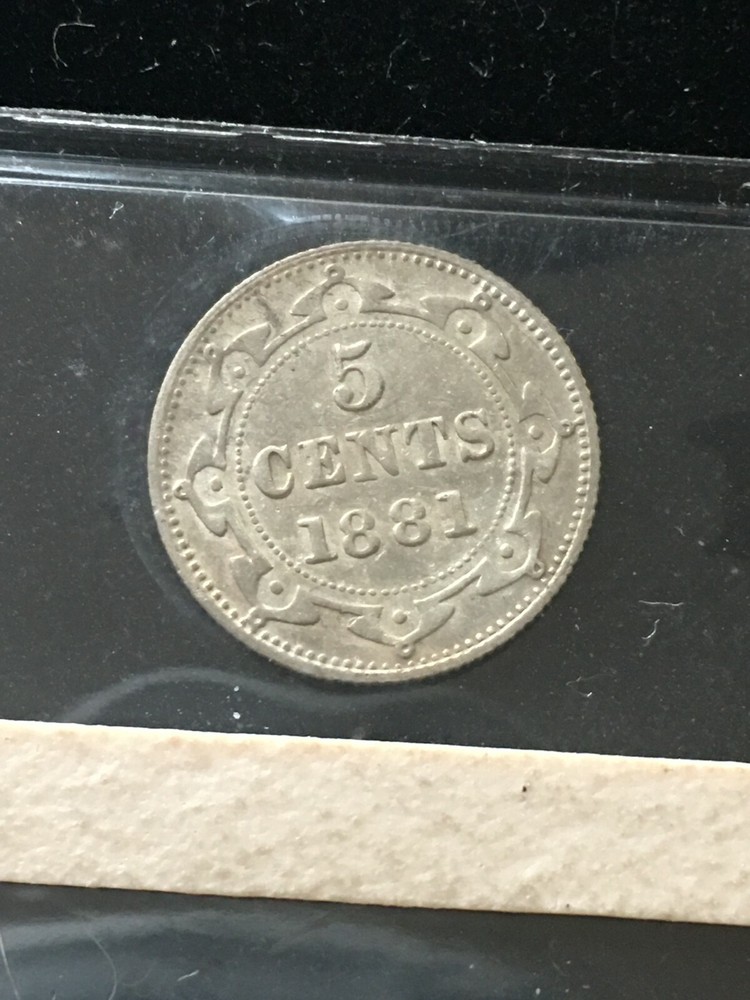 1881 ICCS Graded, Newfoundland ¢5 Cent, **EF-45**