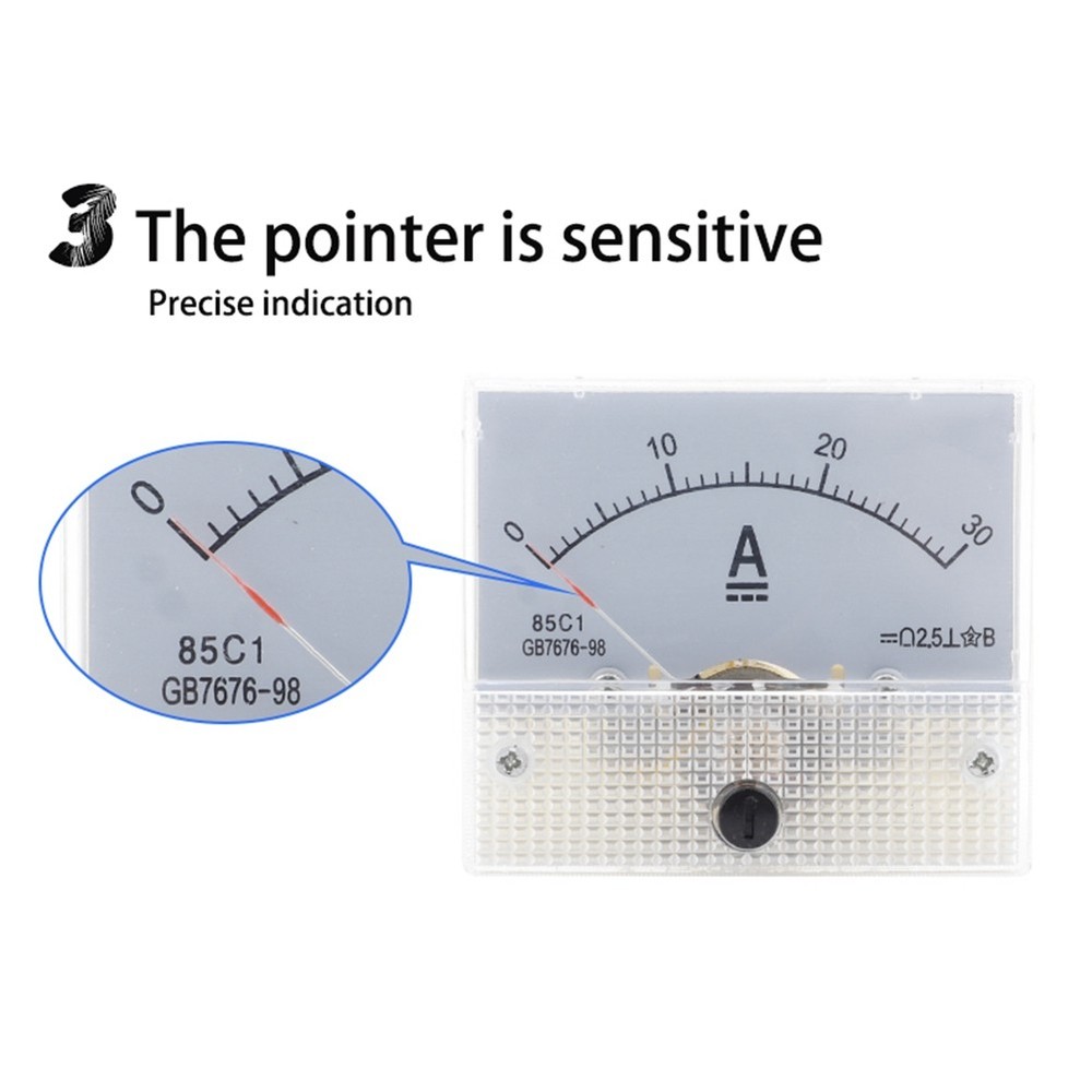 1pc DC Voltmeter Pointer Head, White ABS Analog Ammeter Panel Gauge3257