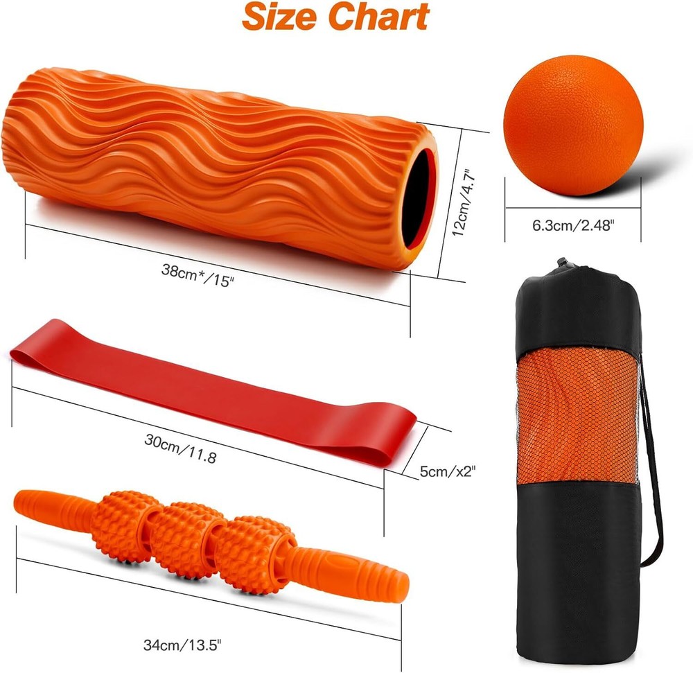 5 in 1 Foam Roller Set, High Density Corrugated Textured Back Roller.