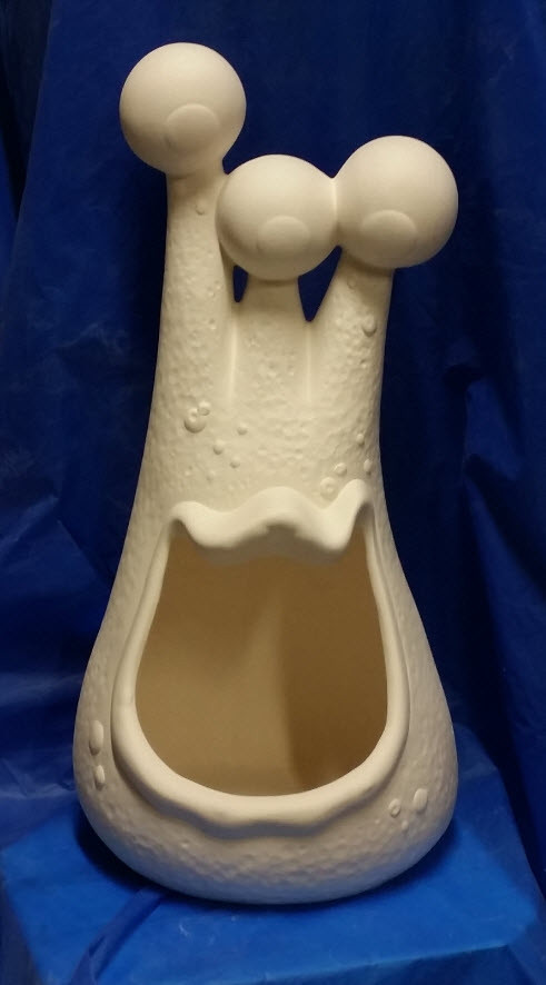 Ceramic Bisque ~~Ready to Paint ~~Three Eyed Monster Candy Server