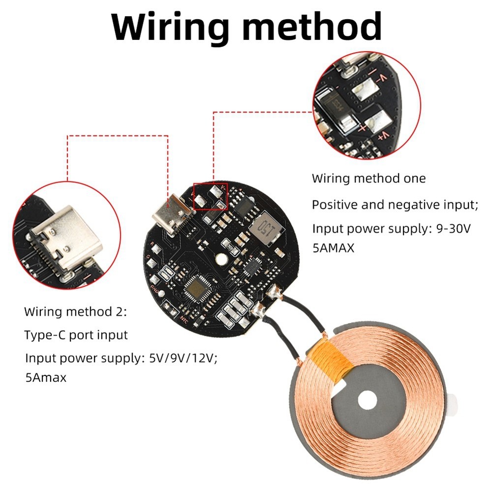20W Wireless Charging Transmitter Module, 12V/24V, Type C, Fast Charging Board, 4352