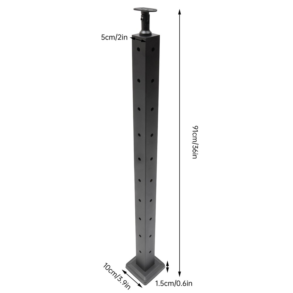 Cable Railing Post Corner Post 36''x2''x2'' Stainless Steel Pre-drilled T Posts