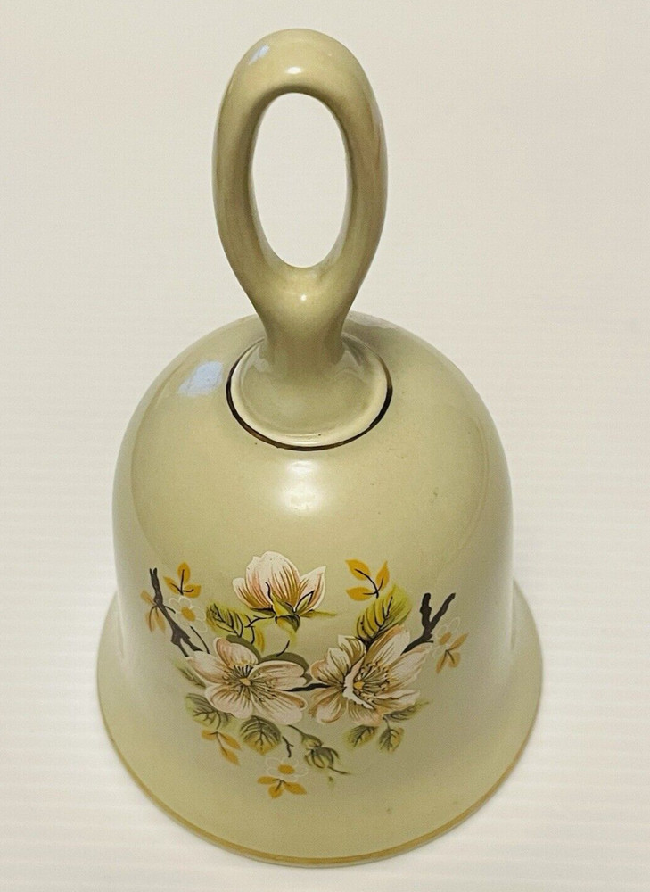Sadler Apple Blossom Pattern Hand Bell 6 " tall with Clapper from England.