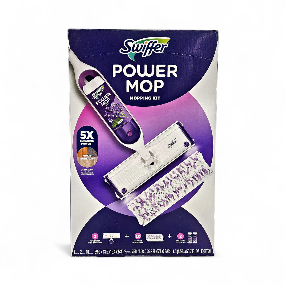 Swiffer PowerMop Multi-Surface Mopping Kit, Lavender, 10 Pads + 2 Refills