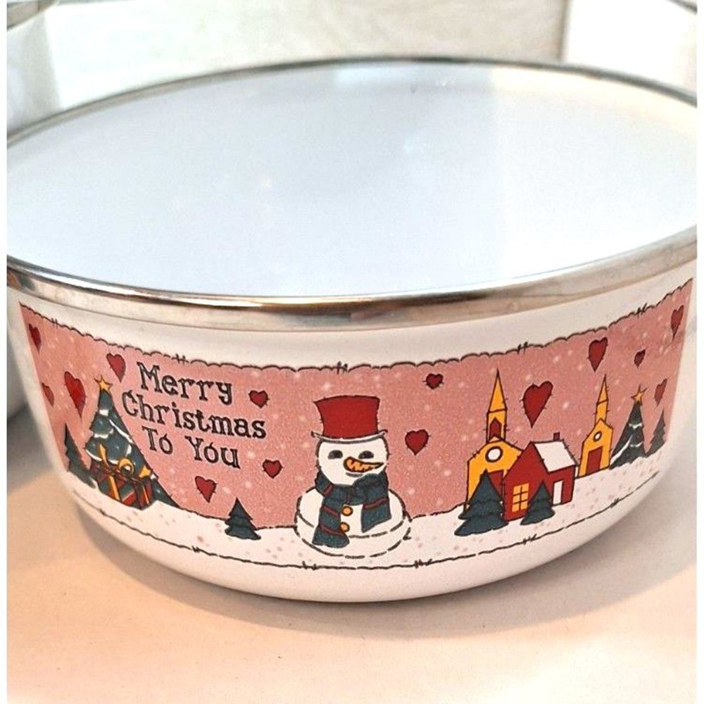 Christmas Enamel Decorative Containers NO LIDS