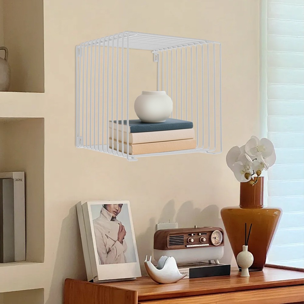 Side Table, Square Geometry Side Table, Linear Metal End Table