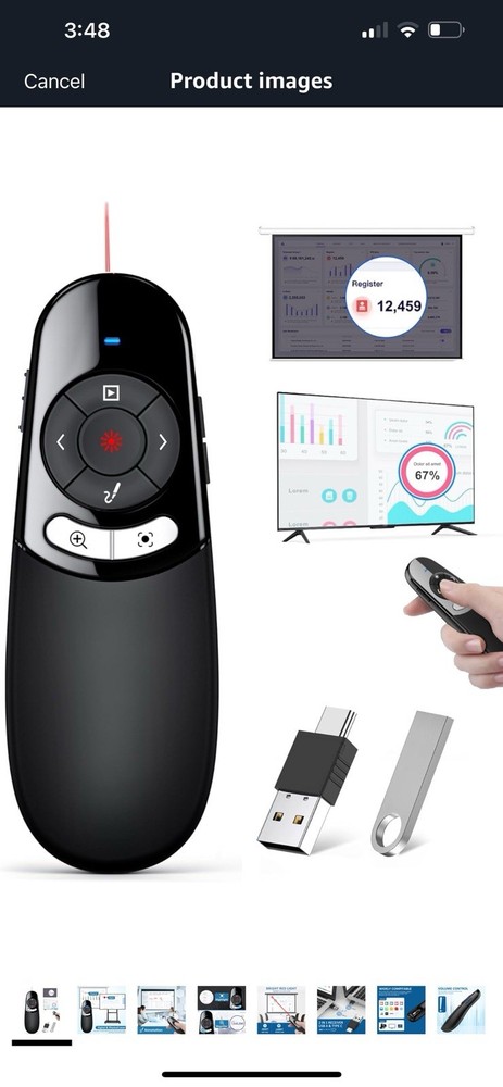 2-in-1 Wireless Presentation Clicker - Physical And Digital Pointer Presentation