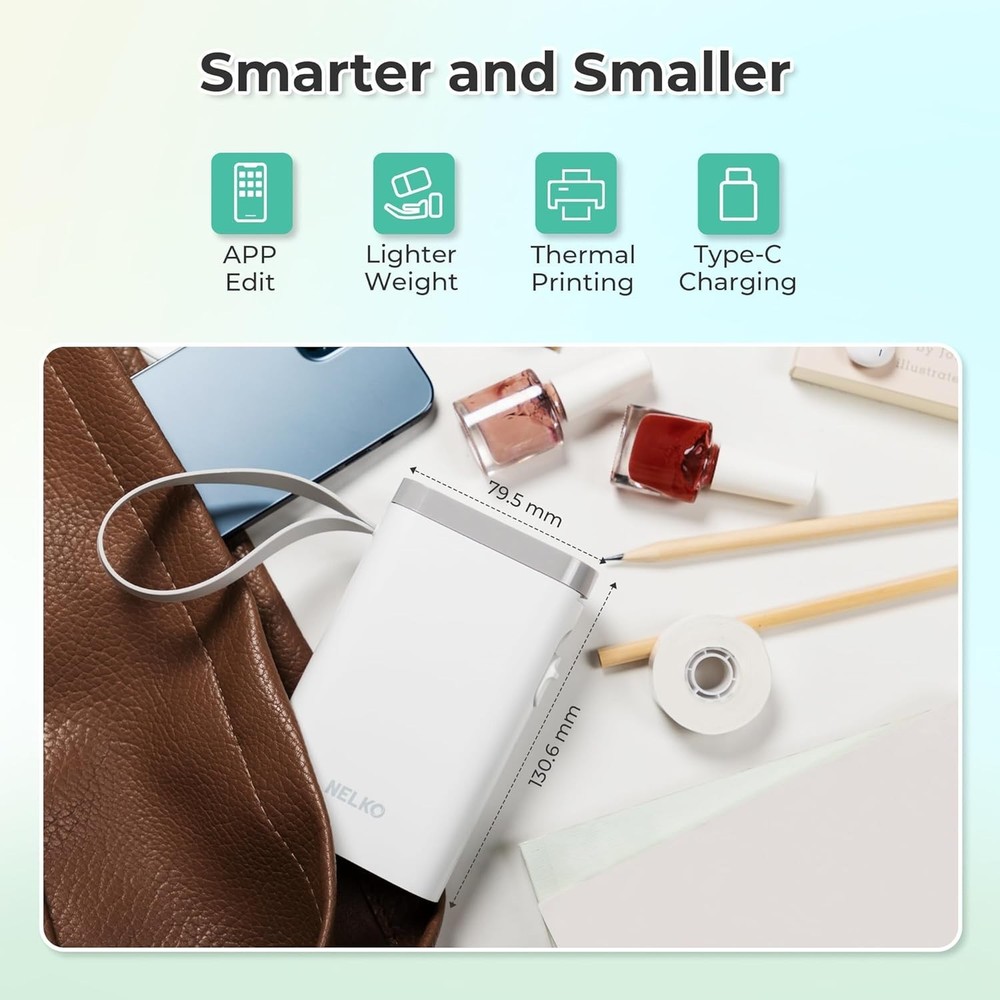 Nelko Label Maker Machine with Tape, P21 Bluetooth Label Printer, Wireless Mini