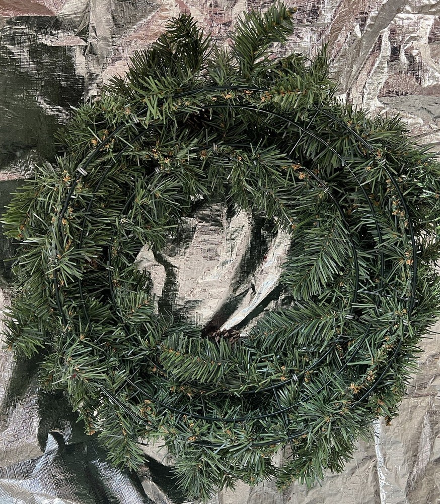 Artificial CHRISTMAS WREATH With PINE CONES 20” Across Front, 5” Deep Pre-Owned