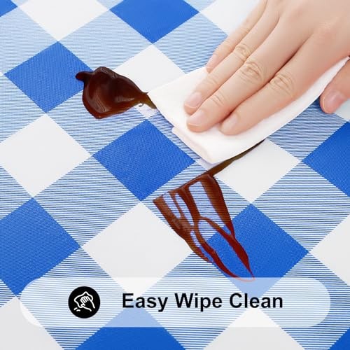 Square Picnic Table Cloth, Elastic 36" x 36" (Square) Blue and White