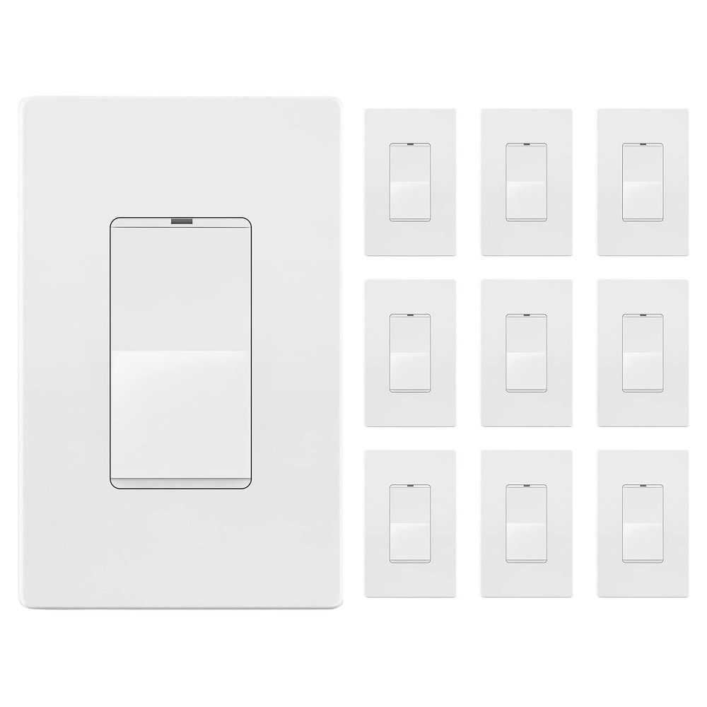 Matte Finish Lighted Decorator Switch 10 Pack, 3-Way, UL Listed, White