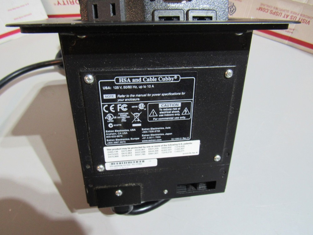 EXTRON 60-512-01 HSA 200 HIDEAWAY SURFACE ACCESS AND CABLE CUBBY BLACK