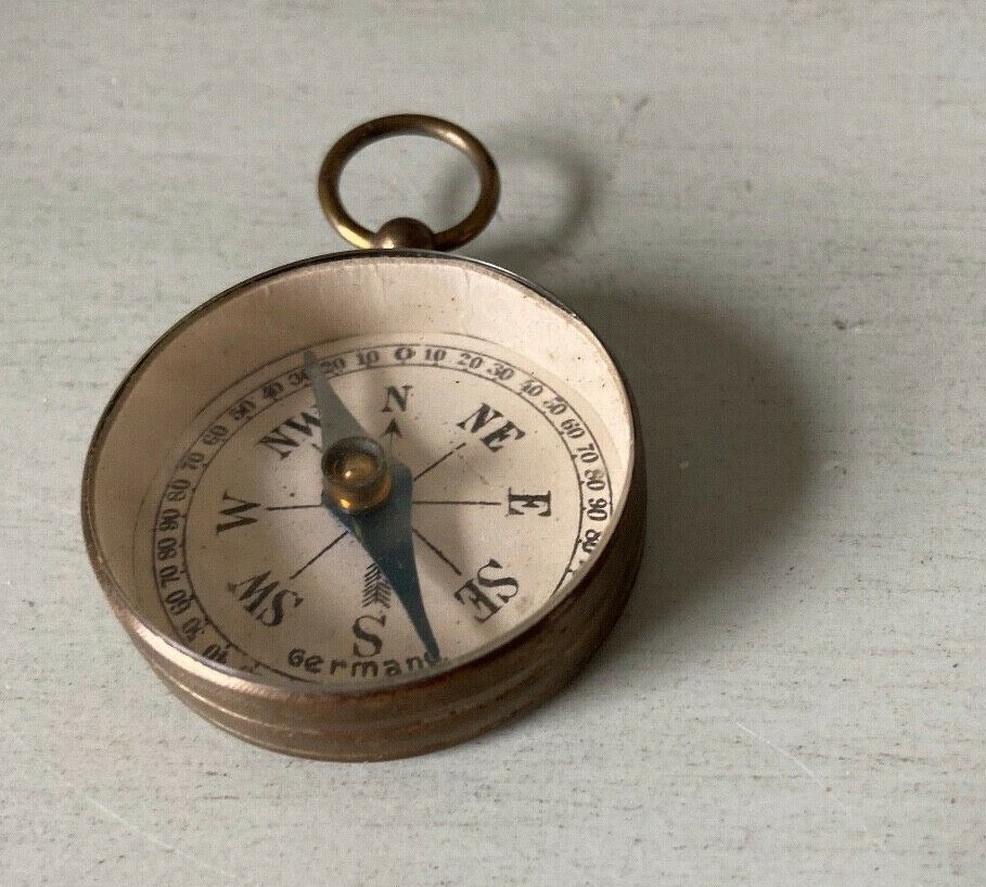 Vintage antique brass compass made in germany