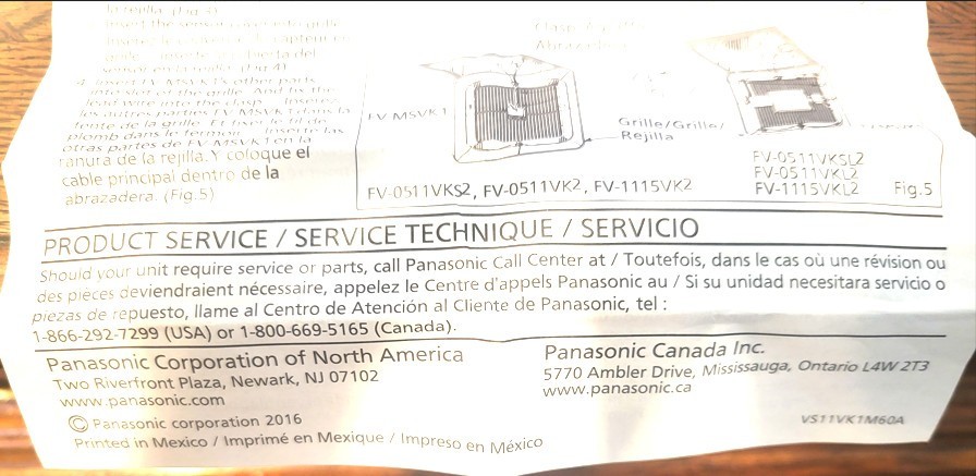 (NEW) PANASONIC FV-MSVK1 WHISPERGREEN SELECT MOTION SENSOR MODULE