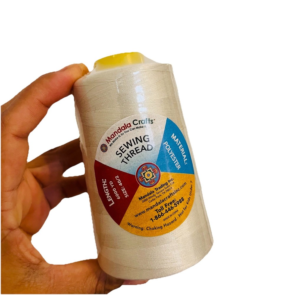 MANDALA CRAFTS POLYESTER SEWING THREAD WHITE SZ 40/2 / 4ROLLS  / 6000 YARDS EA