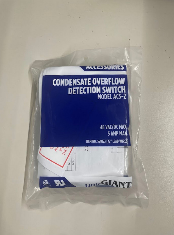 599123 | ACS-2 | Little Giant Condensate Overflow Detection Switch, 48 VAC/DC