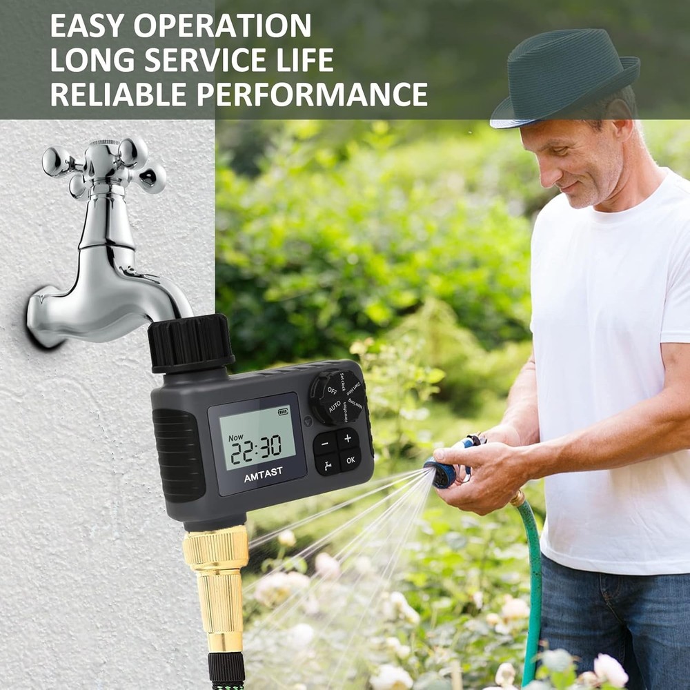 Programmable Sprinkler Timer with Rain Delay for Garden Hose - Black, Digital...