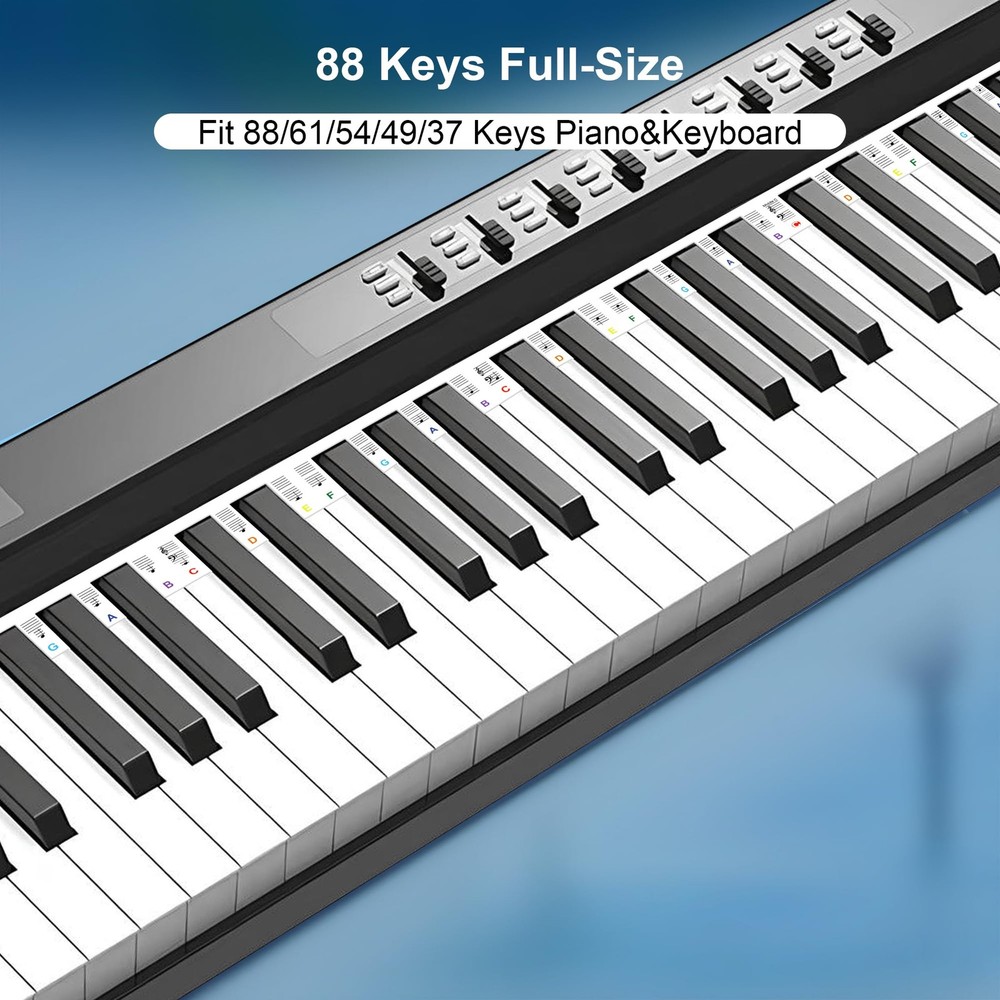 Piano Keyboard Note Labels - Removable Multi-Color Strips for Beginners