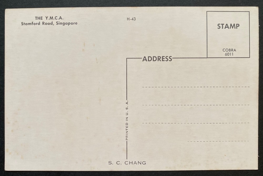 Singapore YMCA Stamford Road Postcard