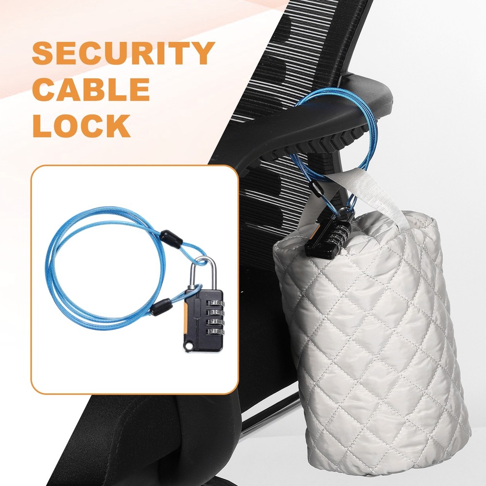 Security Steel Cable Digit Combination Lock, 4.9Ft Coated Silver Wire Lock