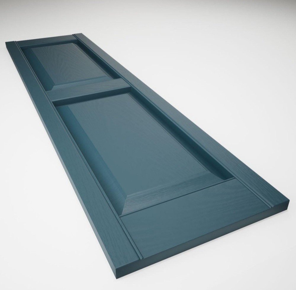 Blue Outdoor Solid Panel Plastic Window Shutters Set of 2 With Midrail