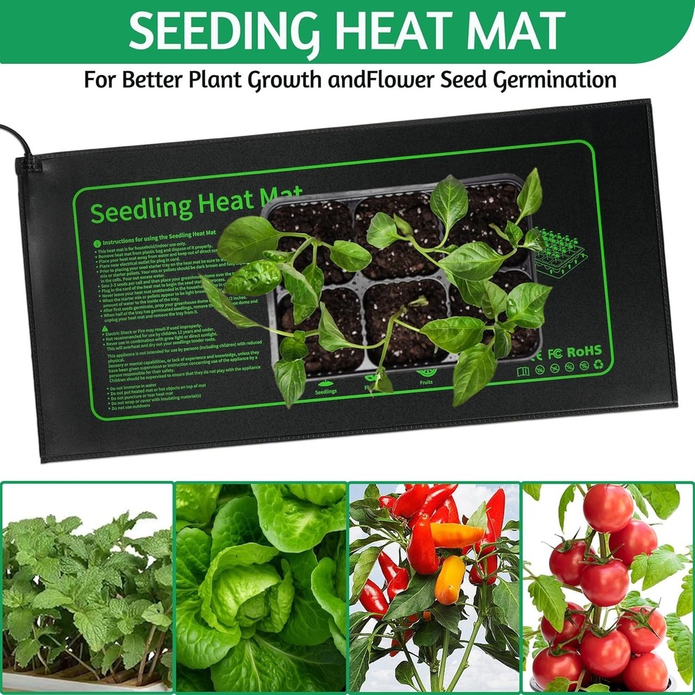 Consistent Heating 2 Pack Seedling Heat Mat 10" x 20.75" - Ideal for Germination