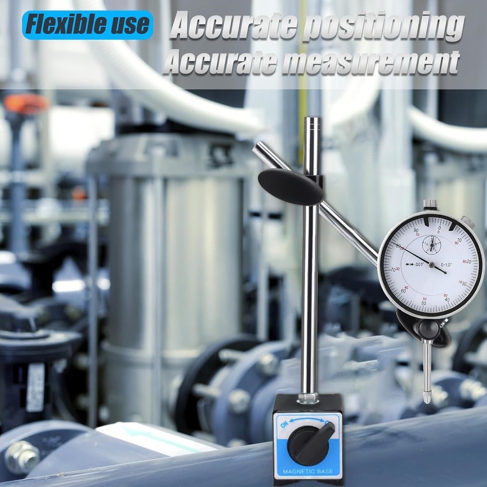 Professional Dial Indicator Set with Magnetic Base 0-1" .001" Range