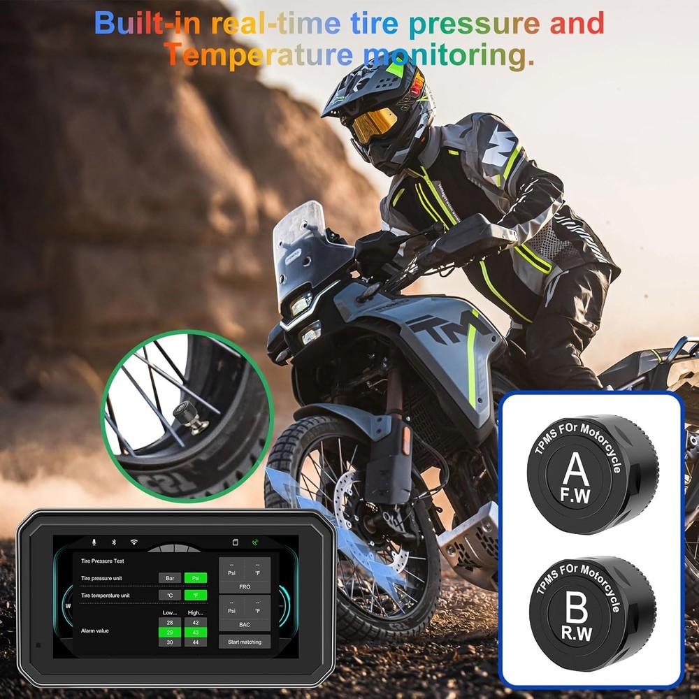 5.99" Motorcycle Navigation GPS Touch Screen Wireless CarPlay Android Auto +Cam