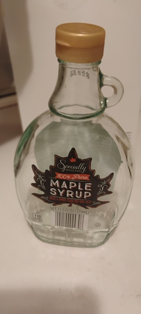 Maple Syrup Glass Bottle EMPTY 12.5 fl oz. with Loop Handle, Plastic Cap crafts