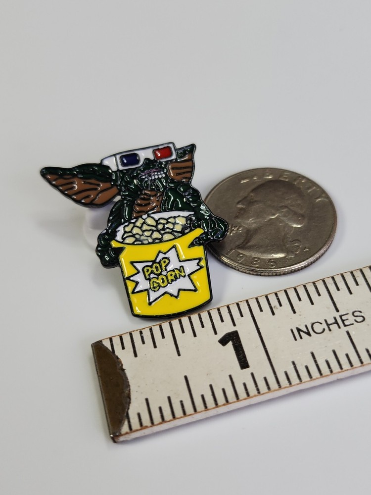 Gremlin Eating Popcorn With 3D Glasses Lapel Pin *