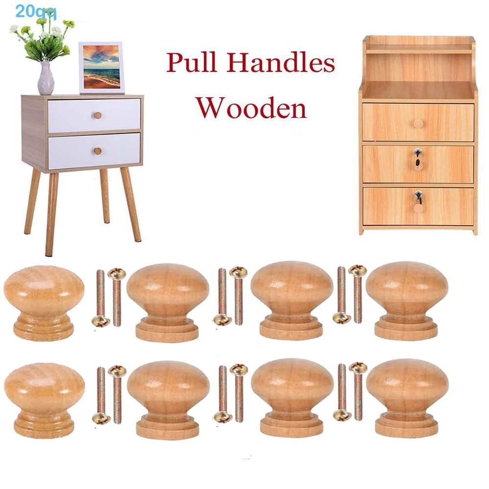 20Pcs Unfinished Wood Drawer knobs Pulls Finished, 33mm Round Mushroom