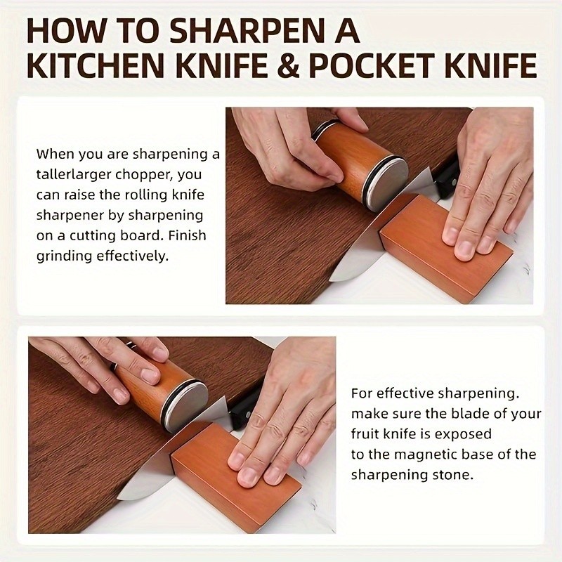 Diamond Rolling Knife Sharpener Set 15° and 20° Magnetic Base Sharpening System