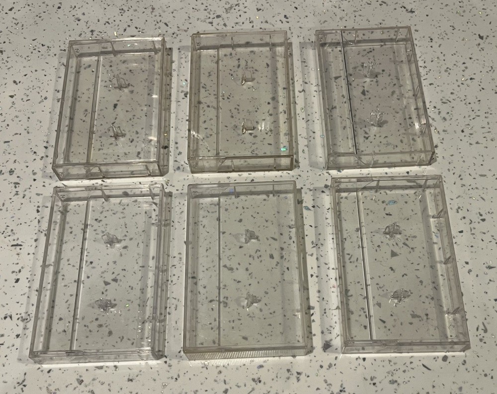 6 x CASSETTE CASES EMPTY HIGH-GLOSS BRITISH MADE (SEE PHOTOS)