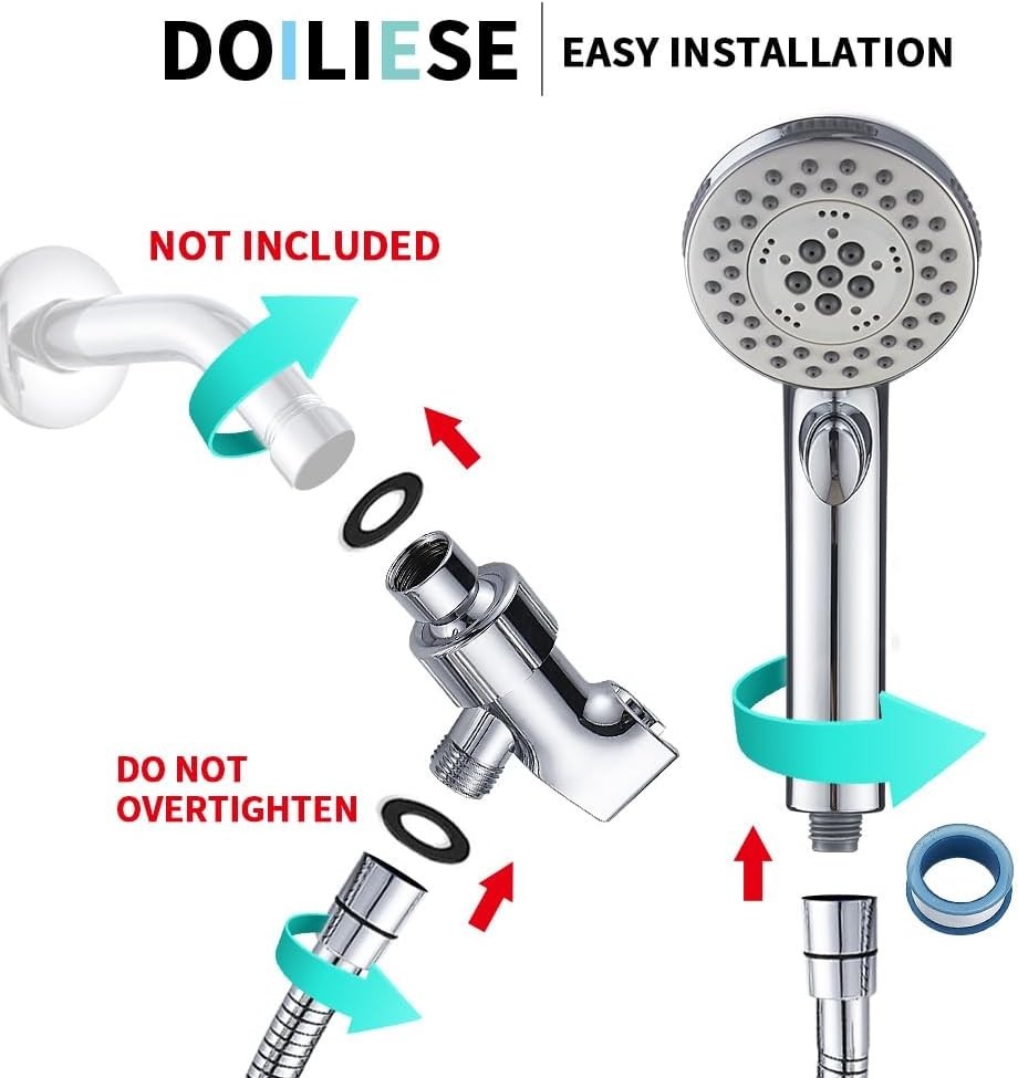 Chrome Shower Head with 6 Settings & Easy On/Off Switch Functionality