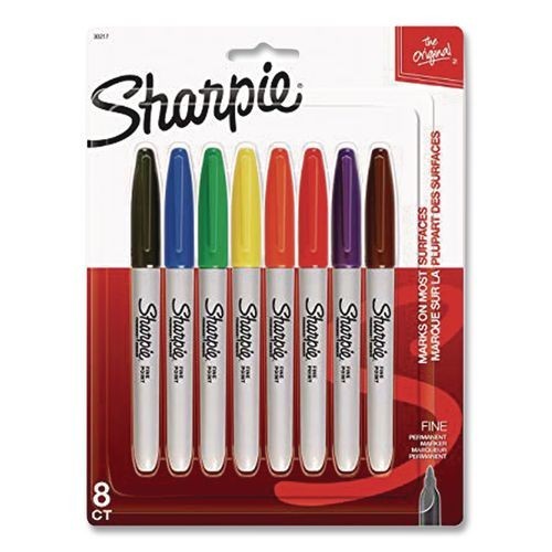 Sharpie Fine Tip Permanent Markers, Fine Tip, Assorted Colors, 8/Pack