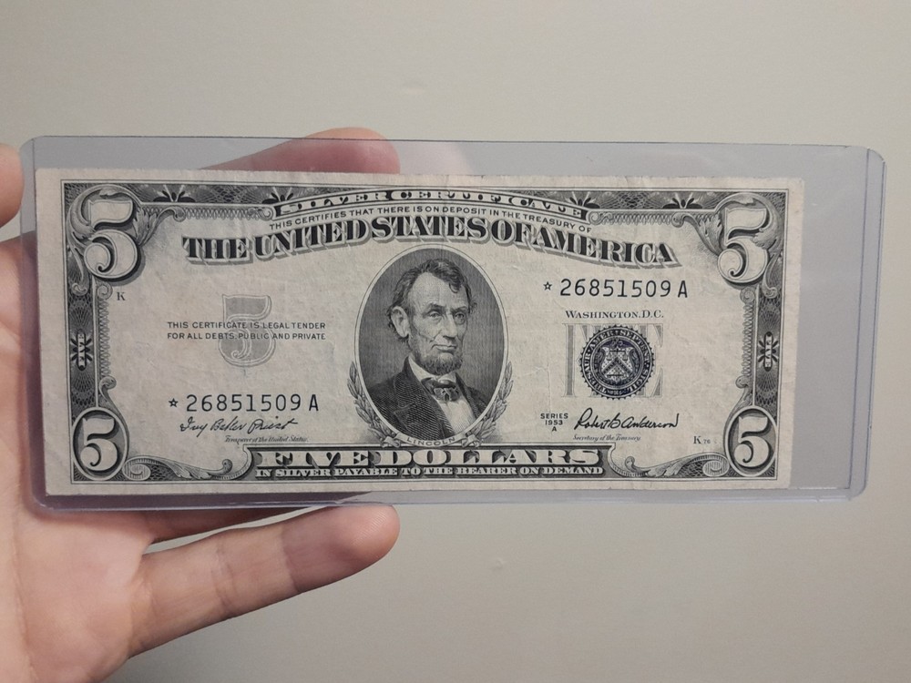 1953 A $5 Silver Certificate Star Note XF