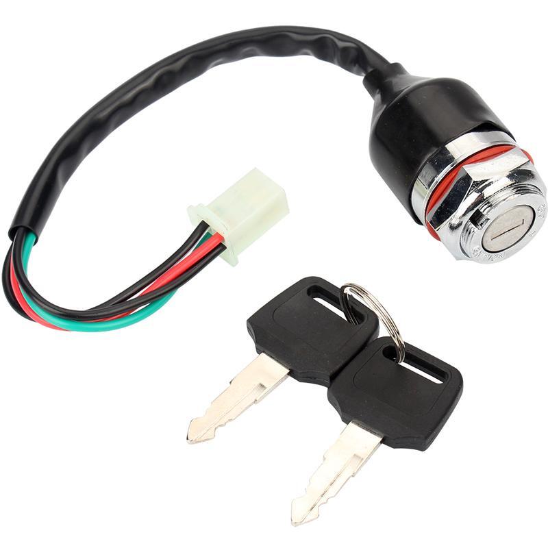 US 4 Wire 4 Pin Ignition Key Switch Starter+ 2 Keys On-Off key cylinder Switch