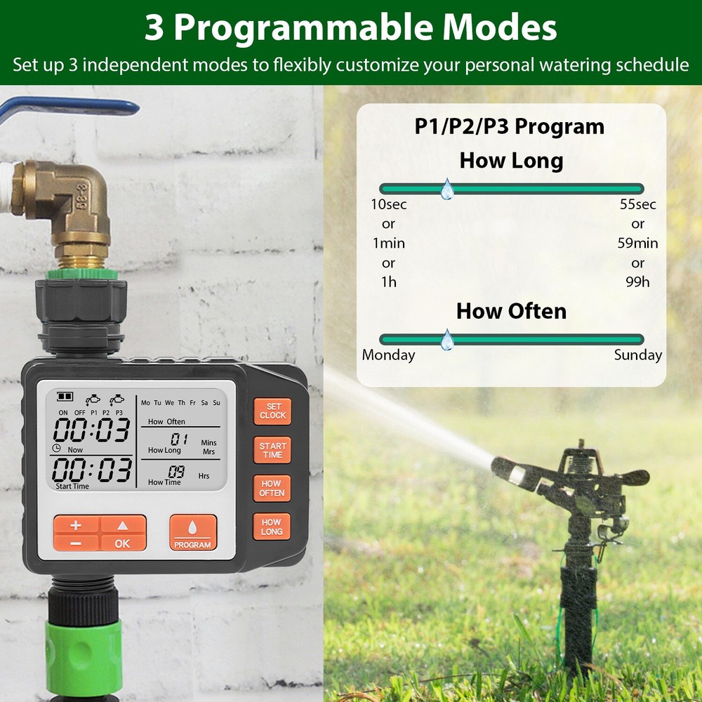 Water Sprinkler Timer Garden Irrigation Controller Digital Auto Watering System
